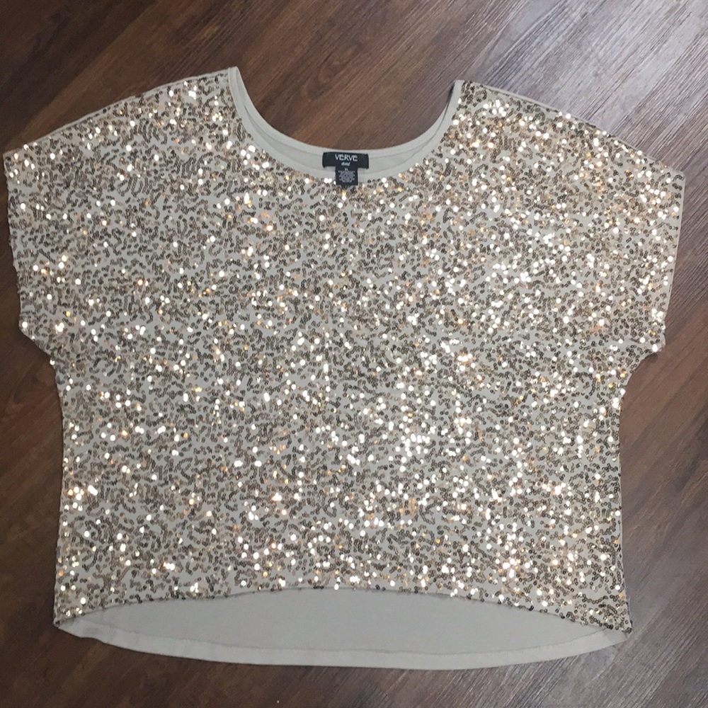 Verve ami gold sequin top Sz XL